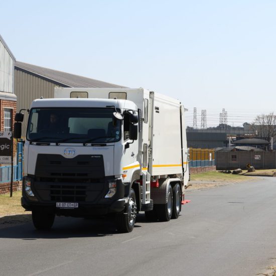 Rent a Compactor Zoeller Waste Truck collecting waste in South Africa while offering rental, leasing and direct purchase